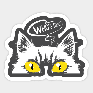 Who's this asks the cat Sticker